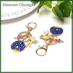 Hmeme Fashion Metal Rose Keychains Starry Little Prince Keyring Creative Boy Men Women