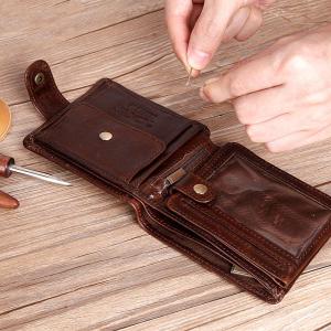 Cobbler Legend Real Cowhide Leather Bifold Clutch Genuine Leather Mens Short Wallets Coin Purses Male ID Credit Cards Holder