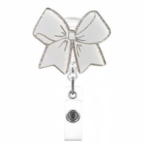 Bowknot Badges Holder Retractable Badges Reel Badges Reel Holder with Alligator Clip for Nurse Doctor Student Teacher