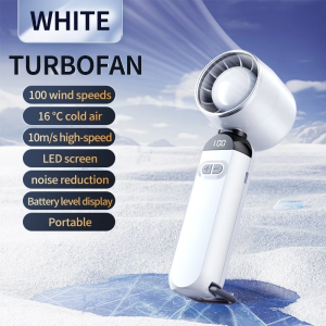 JP-Mini Fan USB Rechargeable Handheld Turbofan Outdoor Mini Fan Ultra-long Battery Life 100 Wind Speeds Adjustable  Air Cooler Visual Wind Speed Power Display Silent and Strong Wind For Travel Camping Work Outdoor Sports Gifts