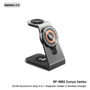 【Remax】3-in-1 Magnetic Holder & Wireless Charger RP-W85 - Fast Charge Aluminum Alloy USB-C for Phone/Watch/Earbuds Upgrade-Free