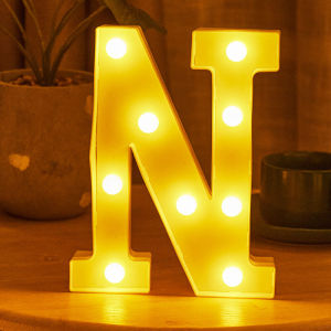 YunMchu. Perwarm 22cm A-Z English Letters Words Symbol Number Lighting Birthday Wedding Party Decoration Festival Warm White LED Night Light Table Lamps