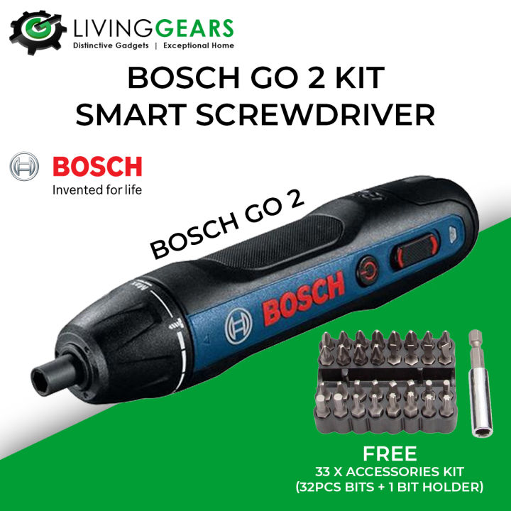 BOSCH Go 2 Smart Cordless Screwdriver Free 33 x Accessories Kit