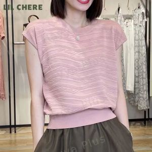 LIL CHERE Korean Ice Silk Knitted T-shirt for Women New Style Short-sleeve T-shirt Loose Casual Top