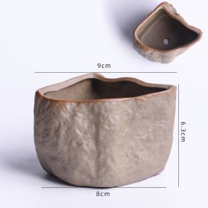 WLVYH Stone Shape Succulent Plant Pots with Drainage Hole Wear Resistant Plants Growing Container Creative Ceramic Bonsai Potted Flowerpot Home Decoration
