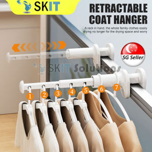 【SKIT SG】Travel Clothes Rack Portable Travel Business Trip Hotel Indoor Folding Clothes Rack Punch-Free Telescopic Travel Drying Rack Portable Travel Thickened Durable Multi-functional Extendable Foldable Clothes Hanger for Business Trip Dormitory Window