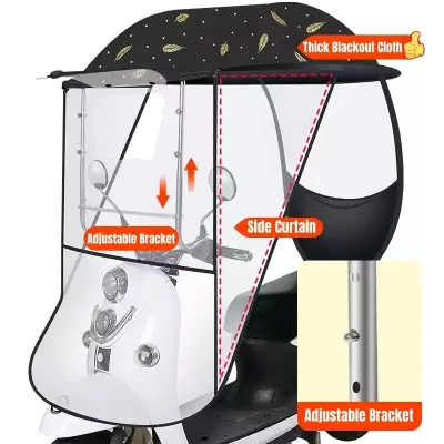 Fully Enclosed Electric Ebike Motorcycle Umbrella Canopy AwningUniversal Motor Scooter Umbrella Mobility Sun Shade Rain Cover UV Resistant Protection