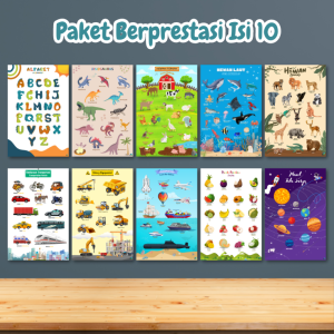PAKET 10 POSTER EDUKASI ANAK LENGKAP Poster Untuk Belajar Anak Art Carton 260gr A3+ Full Color