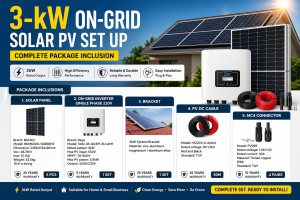 3kW On Grid Solar PV System Complete Set Solar Panel Kit Philippines Ready to Install DIY Solar Panel System for Home 3kW Solar System with Inverter and Mounting Kit Affordable Solar Power System Philippines Solar Panel Package for Small House Grid Tie So