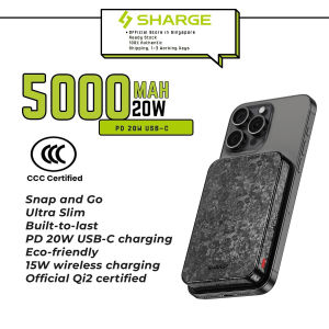 Shargeek/Sharge CarbonMag 5K/10K Qi2 Carbon Fiber Power Bank -15W Wireless ChargingPD 20W USB-C charging Ultra-Light Durable Design5000/10000mAh CapacityFast Charging for iPhoneAerospace-Grade Material