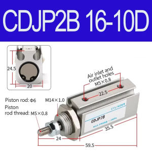 CDJP2B Double Acting Aluminum Alloy With Magnet Needle Type Pneumatic Cylinder CDJP2B Bore6 10 16mm Stroke5/10/15/25/25mm-D