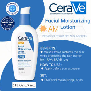 【watsons official store ph】Cerave Facial Moisturizing Lotion AM/PM 89ml,Sunscreen whitening moisturizing and repairing lotion