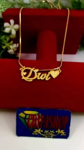 kalung liontin nama custome nama sendiri titanium lapis emas 24 karat