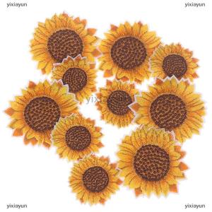 [COD] yixiayun 5Pcs Sunflower Sew on/Iron on Embroidered Patch Diy Craft Clothes Applique