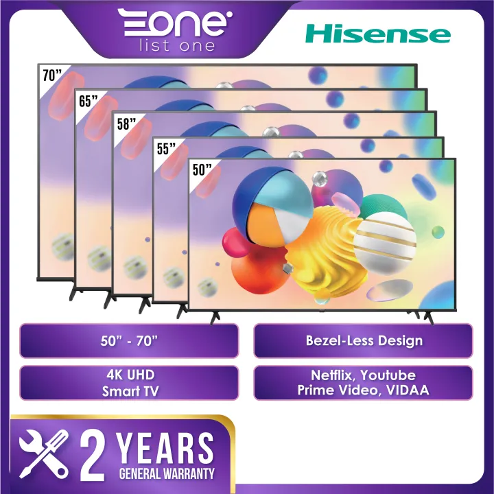 Hisense A6100K Series 4K UHD Smart TV (70") 70A6100K (50") 50A6100K (55") 55A6100K (65") 65A6100K (58") 58A6100K