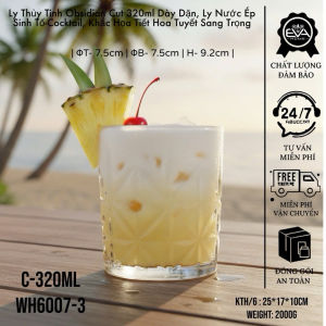 Bộ 6 Ly Thủy Tinh WarmHome Dùng Whisky 280ml Cao Cấp Series WH6005- Vân Pha Lê Nổi Sang Trọng Cho Nhà Hàng Bar