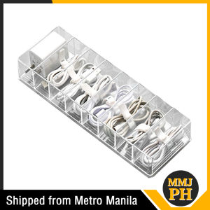 7 Grids Dustproof Storage Cable Management Box Desktop Data Cable Storage Box Hub Organizer Box