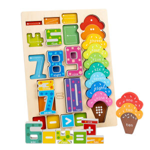 Kids Montessori Math Toy Wooden Number Blocks Stacking Game 3D Puzzle Color Recognition Arithmetic Learning Gift