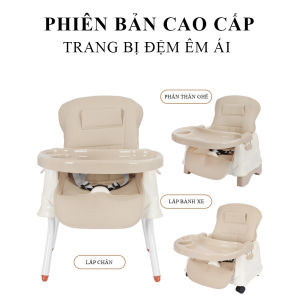 Ghế ăn dặm cao cấp cho bé ghế tập ăn cho bé có thể gấp ngọn có bánh xe có đệm có chân sắt thay đổi độ cao An toàn cho bé và tiện lợi cho mẹ