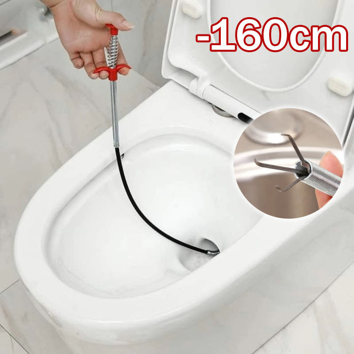 Clog Cleaner String Stainless Steel Drain Clog Cleaner Flexible Grabber Pickup Tool 160cm ...