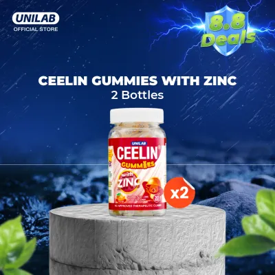 Ceelin Gummies with Zinc 30s Bottle - Set of 2 - Yummy Gummy Format with Vitamin C for Kids Immunity - Individually Packed for On-the-Go Snacking