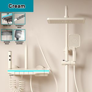 ROCO 4 Modes Bathroom Shower Set Piano Key Button Shower Mixer Square Rainfall Shower Head Mandian Air Hujan 花洒