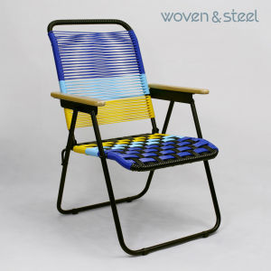 Modern Retro Foldable Lounge Chair/Traveller Chair/Designer Foldable Chair - Blue & Yellow