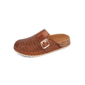 [Free Shipping] WomenS Summer Crystal Transparent Thick-Soled Slip-On Fashion Casual New Style Closed-Toe Half Slippers