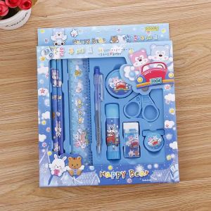【1-3 days delivery】 9 in1 Cartoon Stationery Set Gift Box Childrens Creative Stationery School Supplies Gift  Wholesale