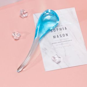 BAIXL Glass Facial Massager Reusable Portable Beauty Ice Ball Spoon with Glitter Powder Freezer Ice Globes Tool Women