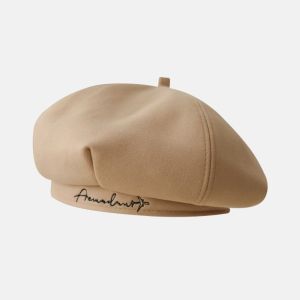 UNIITY Octagonal Newsboy Hat Letter Embroidered Solid Color Visors Cap Retro Breathable Beret Painters Hat