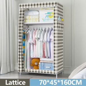 Curtain Wardrobe/ Wardrobe with drawer & Organizer / Almari Baju / Multifunctional Wardrobe/Bedroom Furniture Clothes Rack