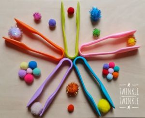 Pom Pom and Tweezer Set for Sensory Play/Customised Party Pack/Goodie Bag