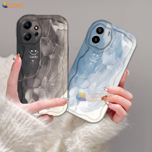 (Lokal Ready) Casesummer Casing hp Redmi 12 A2 A1 Redmi Note 12 Pro Redmi10 2022 9 12C 10C 9A 10A 9C Note10 5G 10s Note11 11s Note8 Note9s POCO X5 X3 M3 Pro C40 X3 GT Black and Blue Oil Painting 3D Soft Wave Edge TPU Phone Case Cover