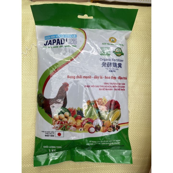 Phân bón hữu cơ nhật Japadi 1KG cải tạo đất, tăng trưởng cây con, bung ...