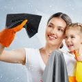 6 chiếc khăn lau kính lớn bằng microfiber, khăn không xơ 25 x 20 inch để lau kính, lau cửa sổ, đồ dùng thủy tinh (đen, xám). 