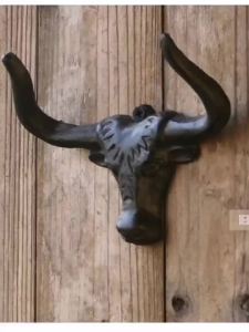 Heavy Duty Iron Bull Horns Wall Hook DecorativeLonghorn Steer Wall Hanger Cow Head Hooks for Hanging Coat Towel Key (1)