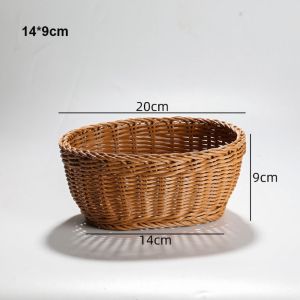 GOFIDIN ความแข็ง ตะกร้าเสิร์ฟทอจากหวาย 10 สไตล์ ครัวเรือน ตะกร้าขนมปังผลไม้และผัก คุณภาพสูง ทอมือ ตะกร้าหวาย จอแสดงผลบนโต๊ะร้านอาหาร