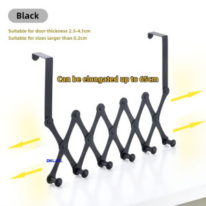 [OKLIFE. ]Black And Silver Row Hooks Stainless Steel Retractable Door Rear Hook 6 Hooks Door Rear Hook