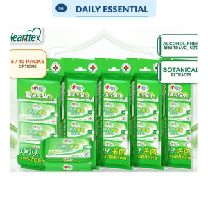 【DAILY ESSENTIAL】 【5/10Bundles】心相印Hearttex Antibacterial Mini Wet Wipes 280Sheets Alcohol-Free Mini Travel Wipes for