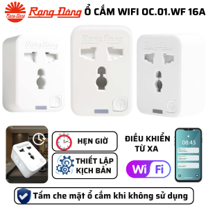 (Rạng Đông)(WIFI) Ổ cắm thông minh Kết nối Wifi Điều khiển từ xa OC.01.WF 16A