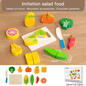 Baby‘s Mommy Wooden Cutting Food Toy Set Pretend Kitchen Play Fruit Vegetable Dessert Safe Durable Kids Gift