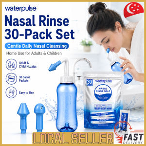 [SG In Stock]Nasal Rinse Bottle Set with 30 Saline Packets Adult & Child Nozzles Gentle Daily Nasal Cleansing Kit