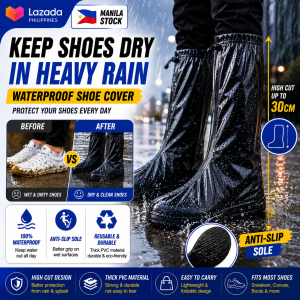 BIN LU Rain Shoe Cover Waterproof High Cut Design Reusable PVC Boot Cover Anti Slip Sole Protect Shoes from Rain Mud Splash and Flood Water