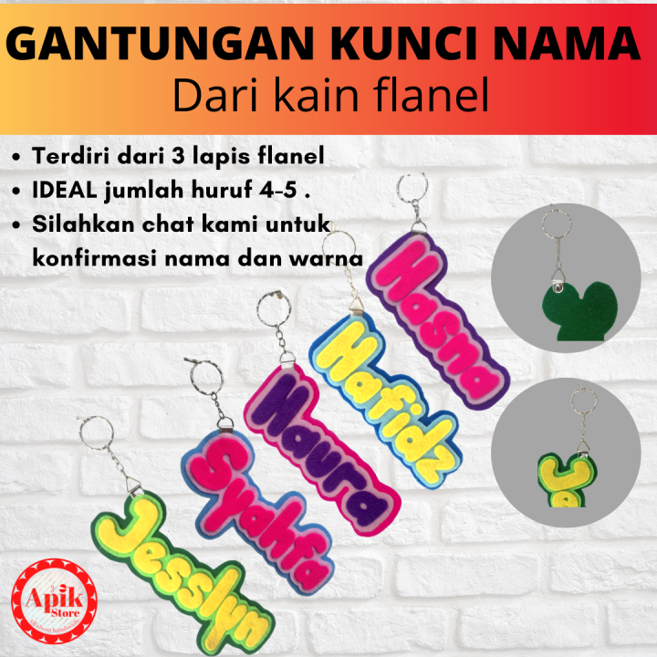 Gantungan Kunci Nama Dari Kain Flanel