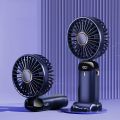 Mini Fan - Portable Handy Fan Usb Rechargeable Digital Display Multi-gear Speed Adjustment With Lanyard. 