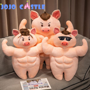 JOJO CASTLE Funny Muscle Pig Stuffed Toy Creative Piggy Plush Toys Huggable Pillow Sofa Pillow Boyfriend Pillow Home Decoration Girlfriend Gift for Children