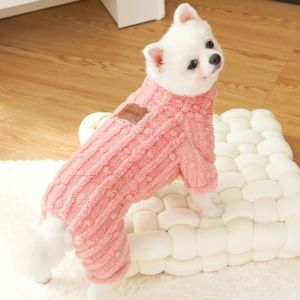 PHANT Thicken Dog Four Legged Clothes Soft Warm Winter Dog Pajamas Fashion with D Ring Plush Dog Jumpsuit Autumn Winter