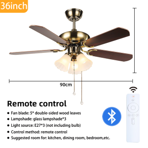Free Light Bulb Fan Chandelier Vintage Adjustable Mute With Remote Control Fan Ceiling Lights for Restaurant Cafe Kitchen Living Room Decorative Lighting