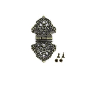 SKYJS Cabinet Wooden Box Chinese Style Mini Vintage Lace Hollow Flower Antique Butt Hinges Furniture Hardware